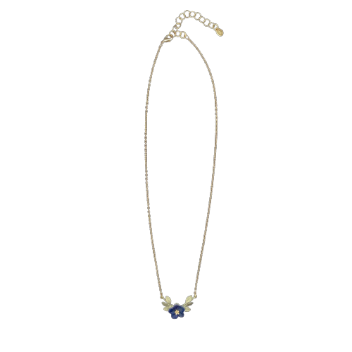 Blue Violet Single Flower Pendant Necklace