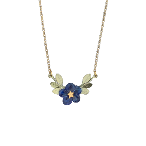 Blue Violet Single Flower Pendant Necklace