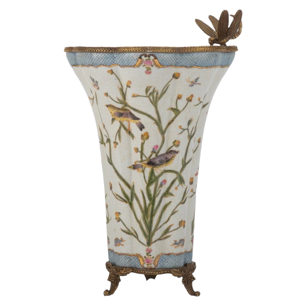 Satin Grass Bronze Ormolu Vase