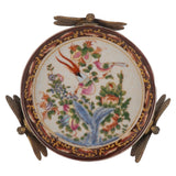 Bronze Porcelain Parrots & Dragonflies Dish