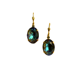Green Delight Oval Crystal Earrings