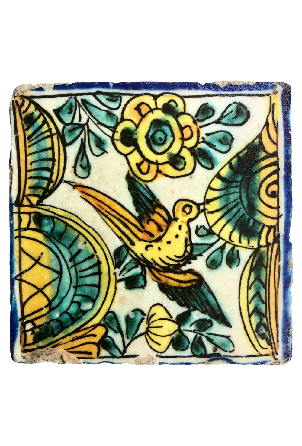 Mexican Coaster: Bird with Blue Border