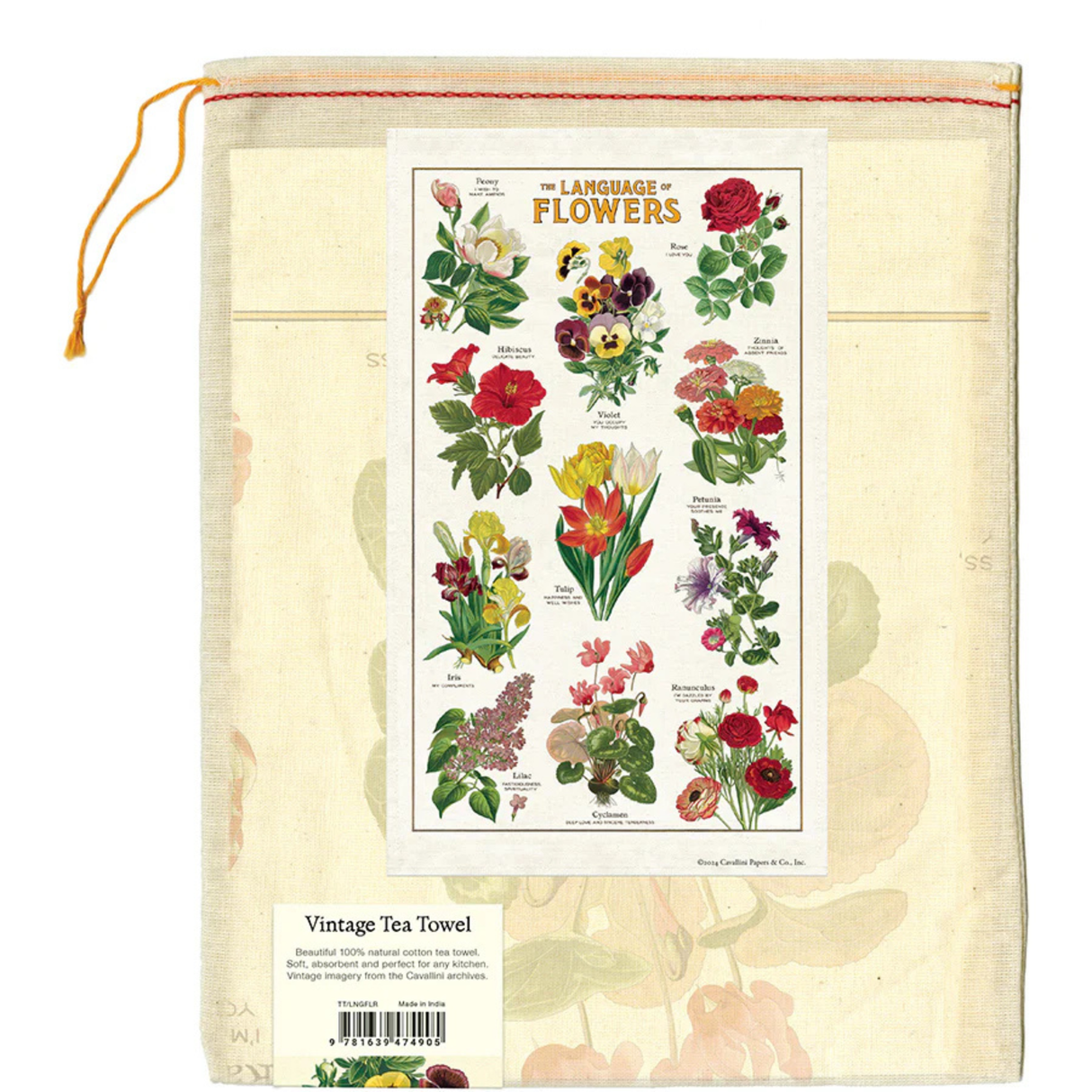The Language of Flowers Tea Towel