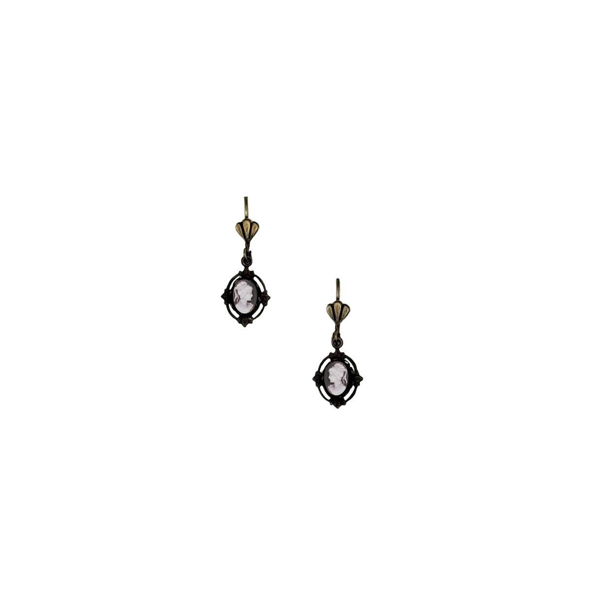 Petite Black Cameo Earrings