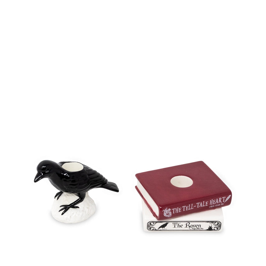 Edgar Allen Poe Taper Candle Holder Set