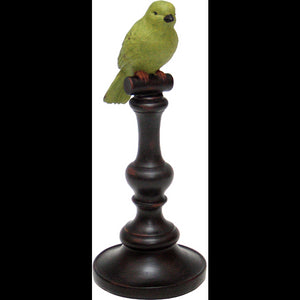 Green Bird on Tall Pedestal Figurine
