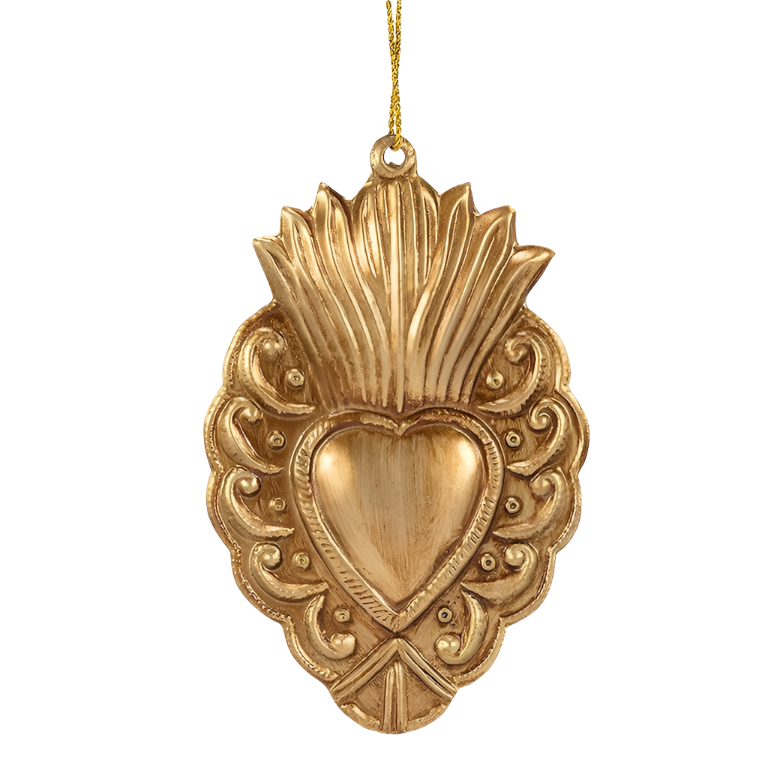 Small Scallop Edge Flame Heart Ornament