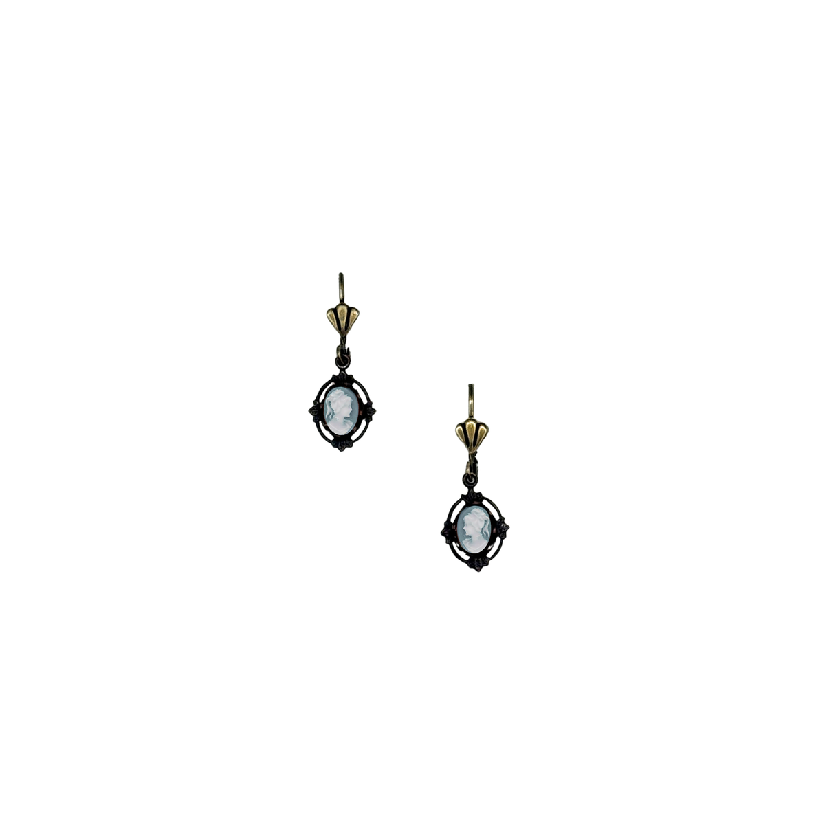 Petite Blue Cameo Earrings