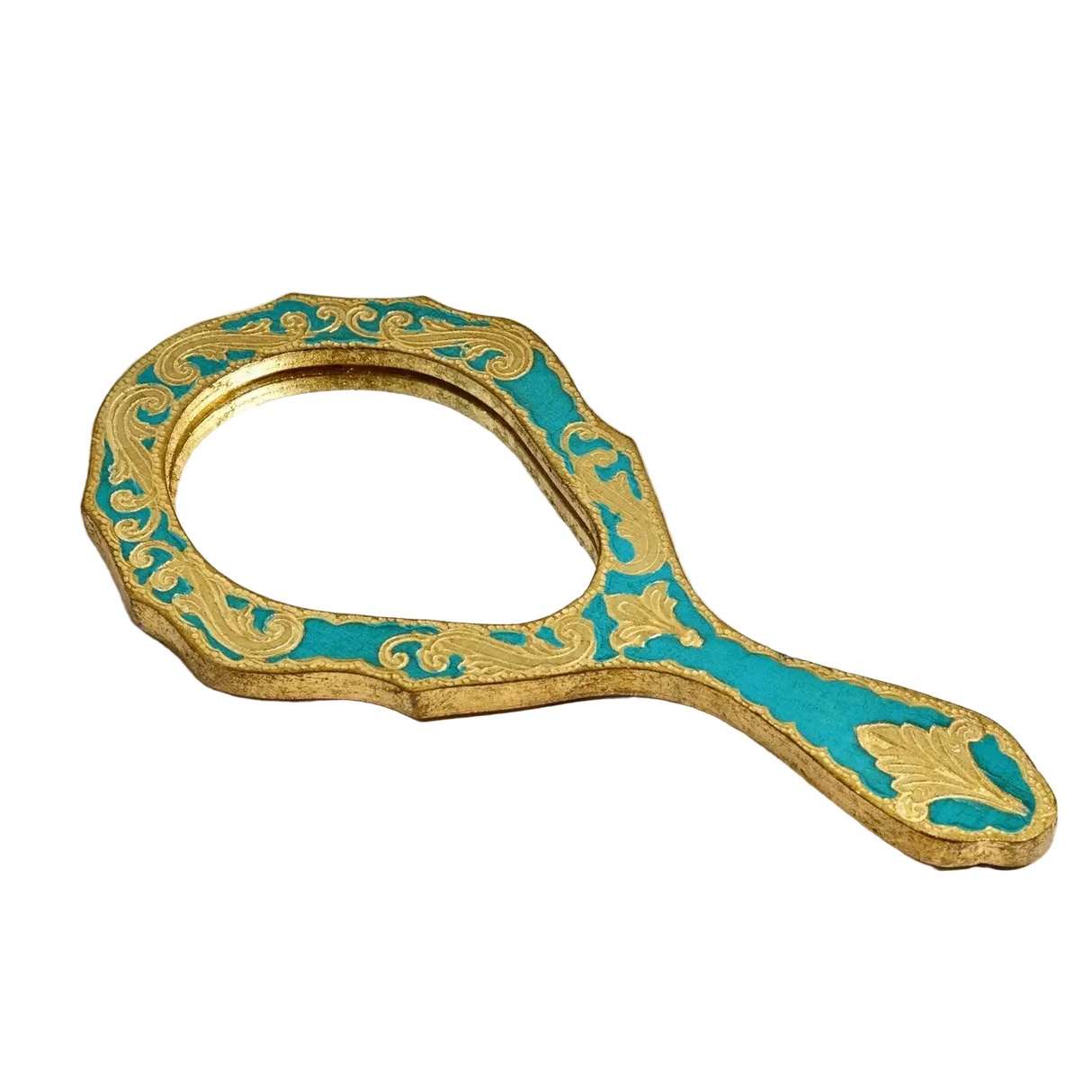Teal Florentine Hand Mirror