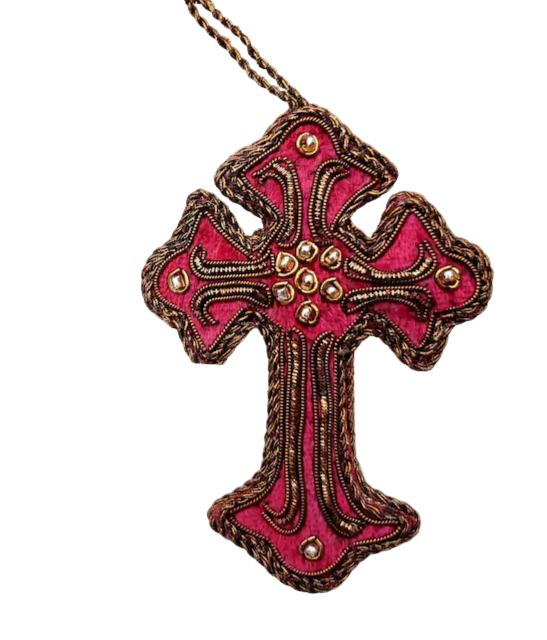 Red Velvet Cross Ornament