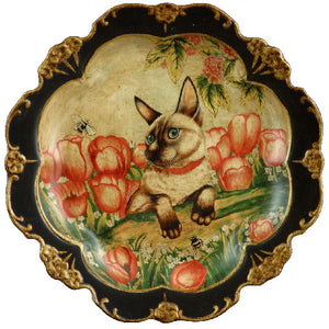 Painted Cream Cat Plate