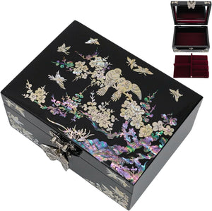 Small Birds & Plum Blossom Mother-of-Pearl Inlaid Jewelry Box