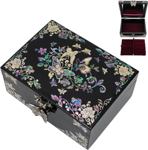 Small Butterflies & Flowers Mother-of-Pearl Inlaid Jewelry Box