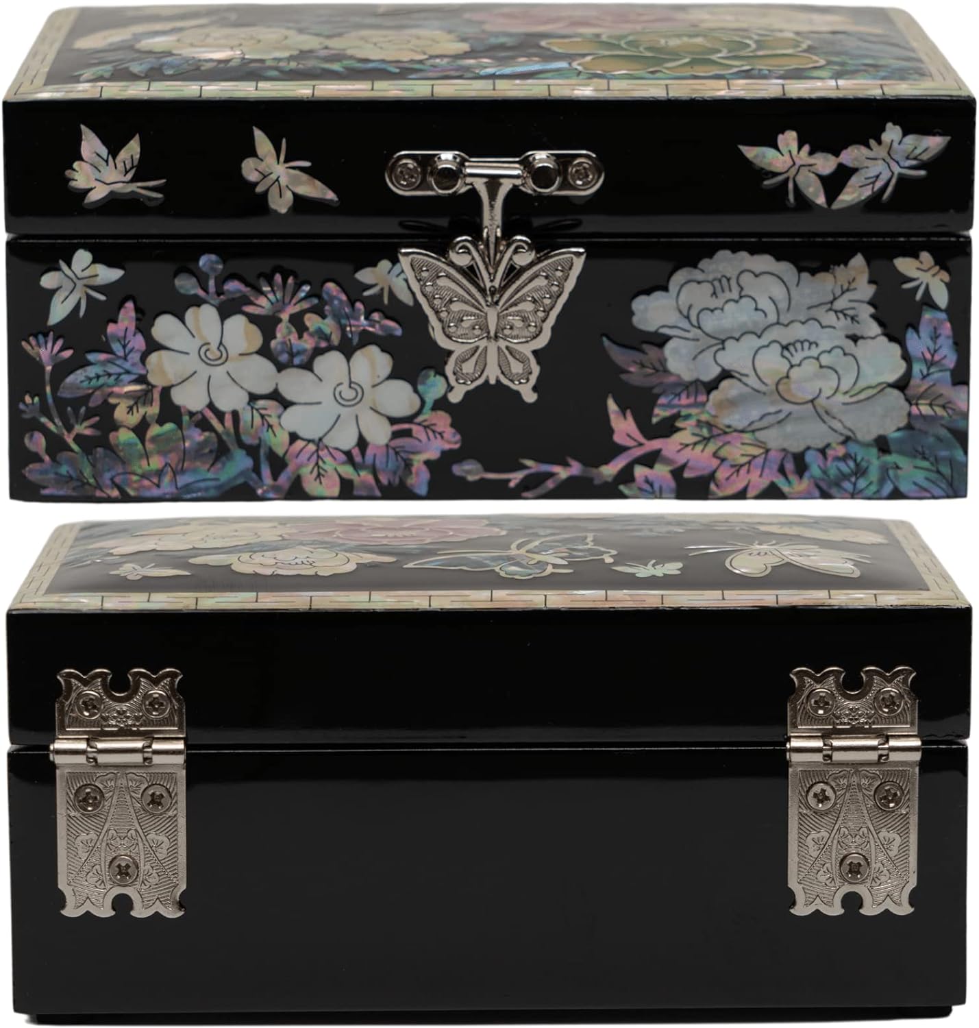 Small Colorful Peonies Mother-of-Pearl Inlaid Jewelry Box – Gift