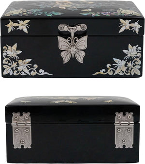 Small Butterflies & Flowers Mother-of-Pearl Inlaid Jewelry Box