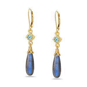 Labradorite and Blue Topaz Drop Earrings
