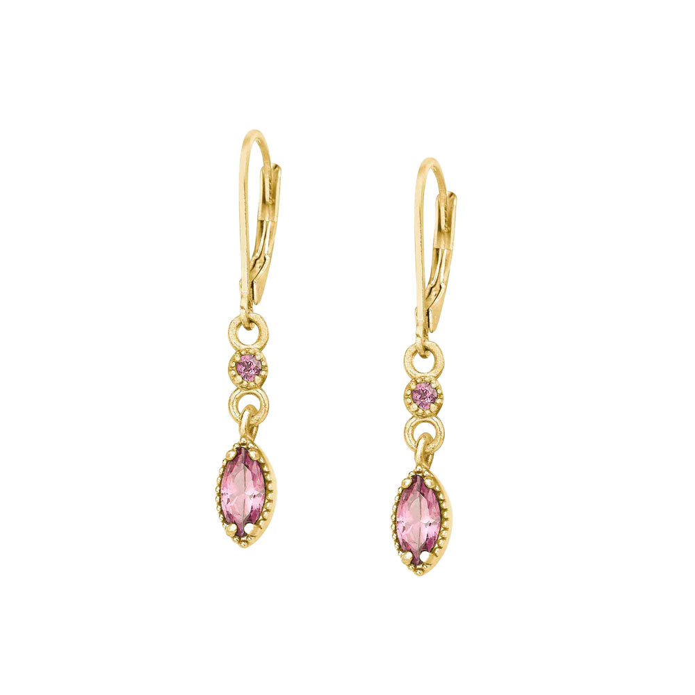 Pink Topaz Petite Drop Earrings