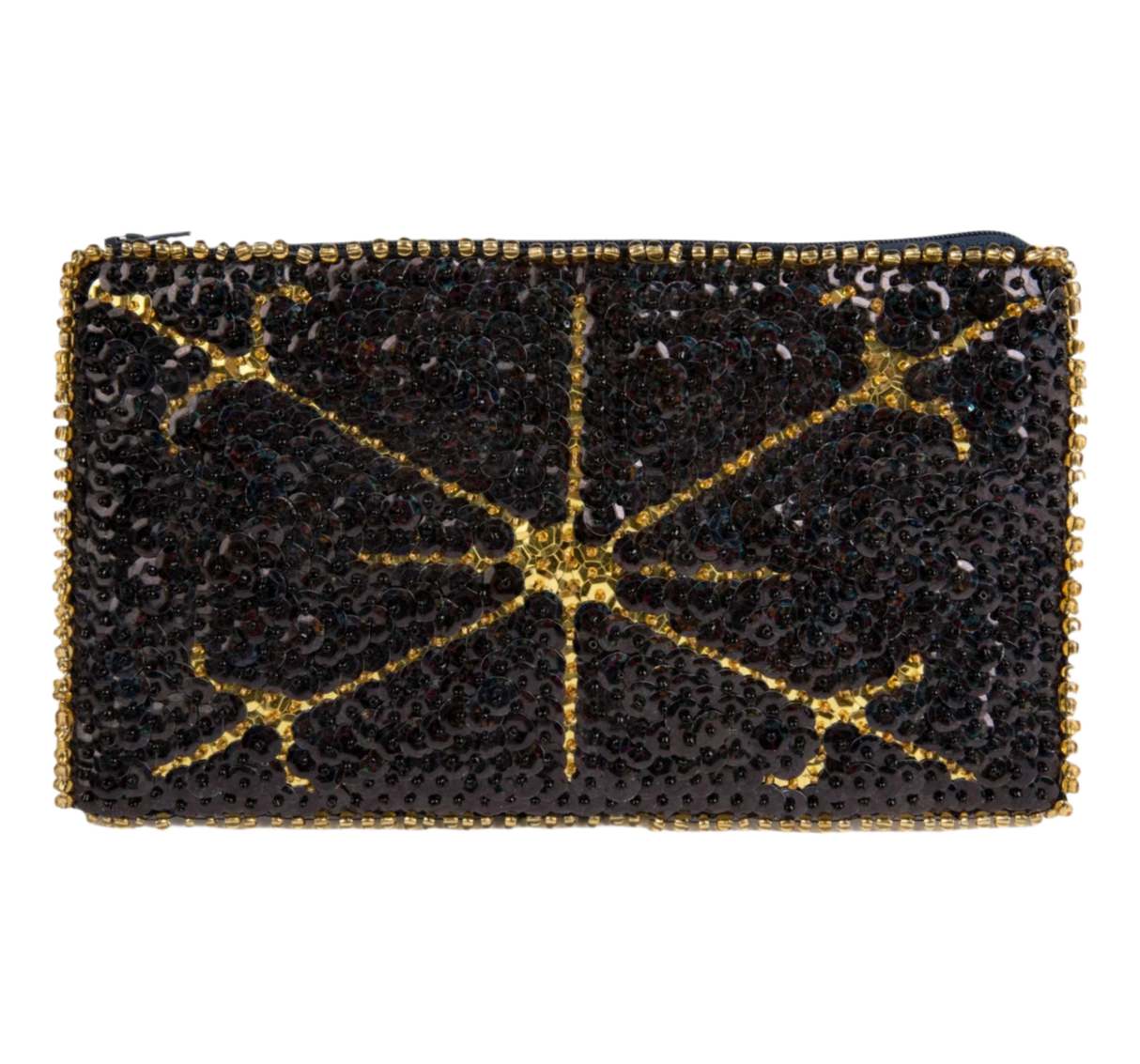 Black & Gold Ayizan Haitian Beaded Clutch