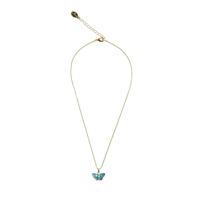 Blue Butterfly Pendant Necklace