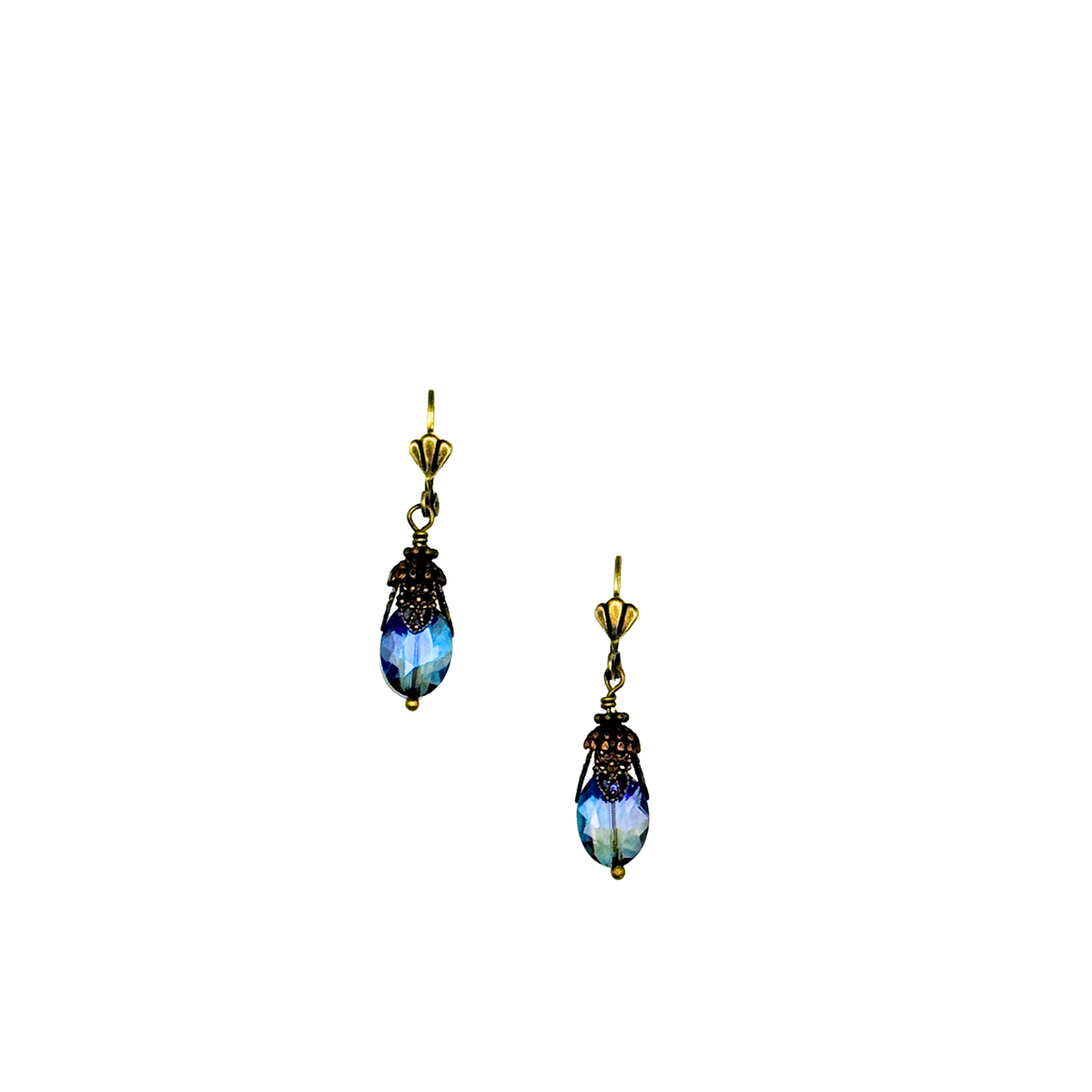Blue Crystal Filigree Earrings