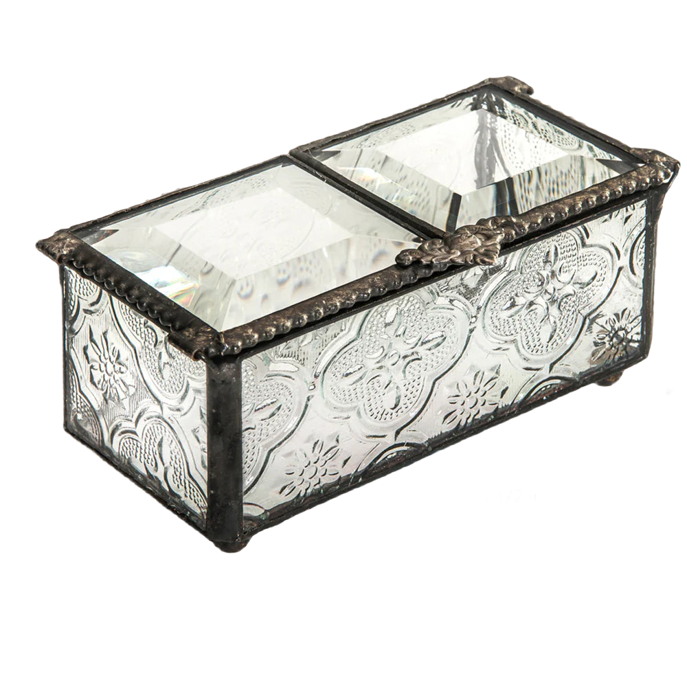 Clear Vintage Double Hinged Lid Box
