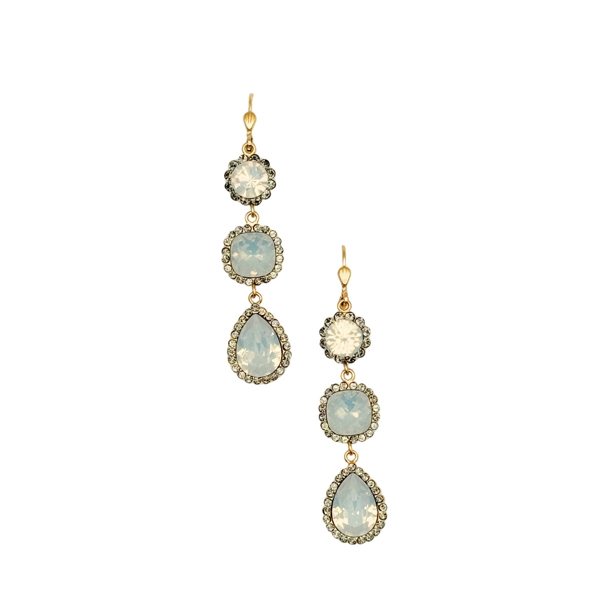 Cascading Triple Crystal Earrings