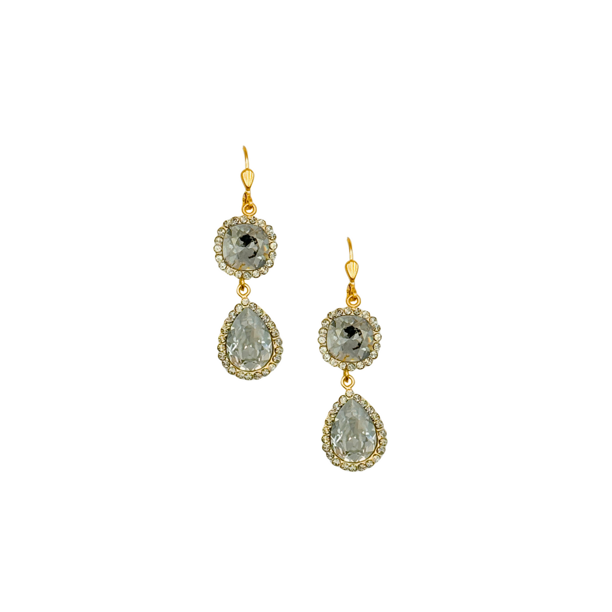 Double Gray Crystal Earrings