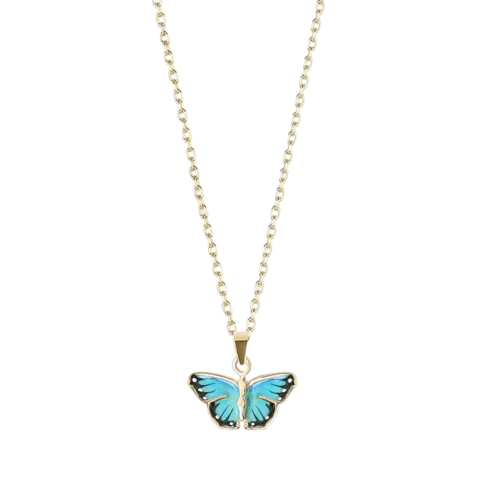 Blue Butterfly Pendant Necklace