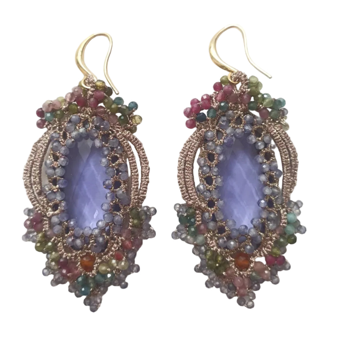 Garnet, Tanzanite, & Tourmaline Earrings