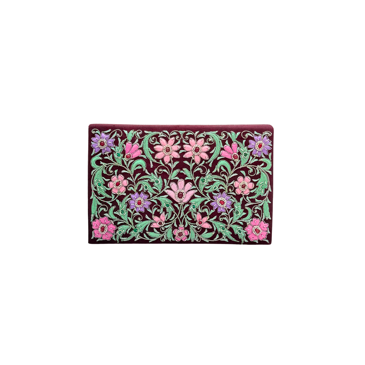 Eggplant Floral Silk Clutch