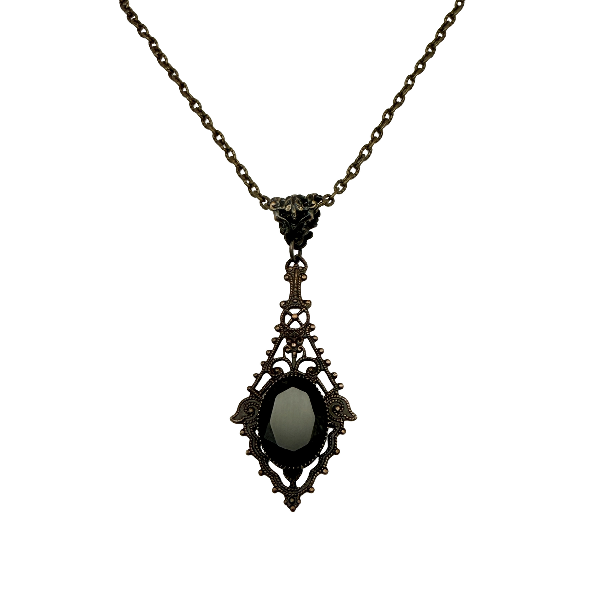 Faceted Black Onyx Pendant Necklace