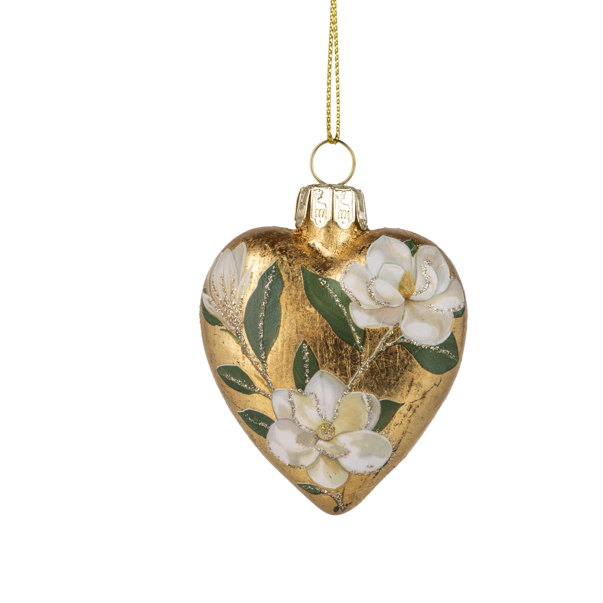 Matte Green Heart Magnolia Ornament