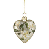 Matte Green Heart Magnolia Ornament