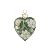 Matte Green Heart Magnolia Ornament