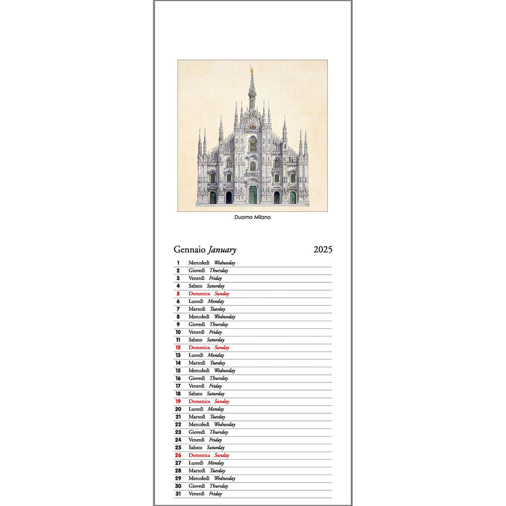 Architettura Italiana 2025 Long Calendar