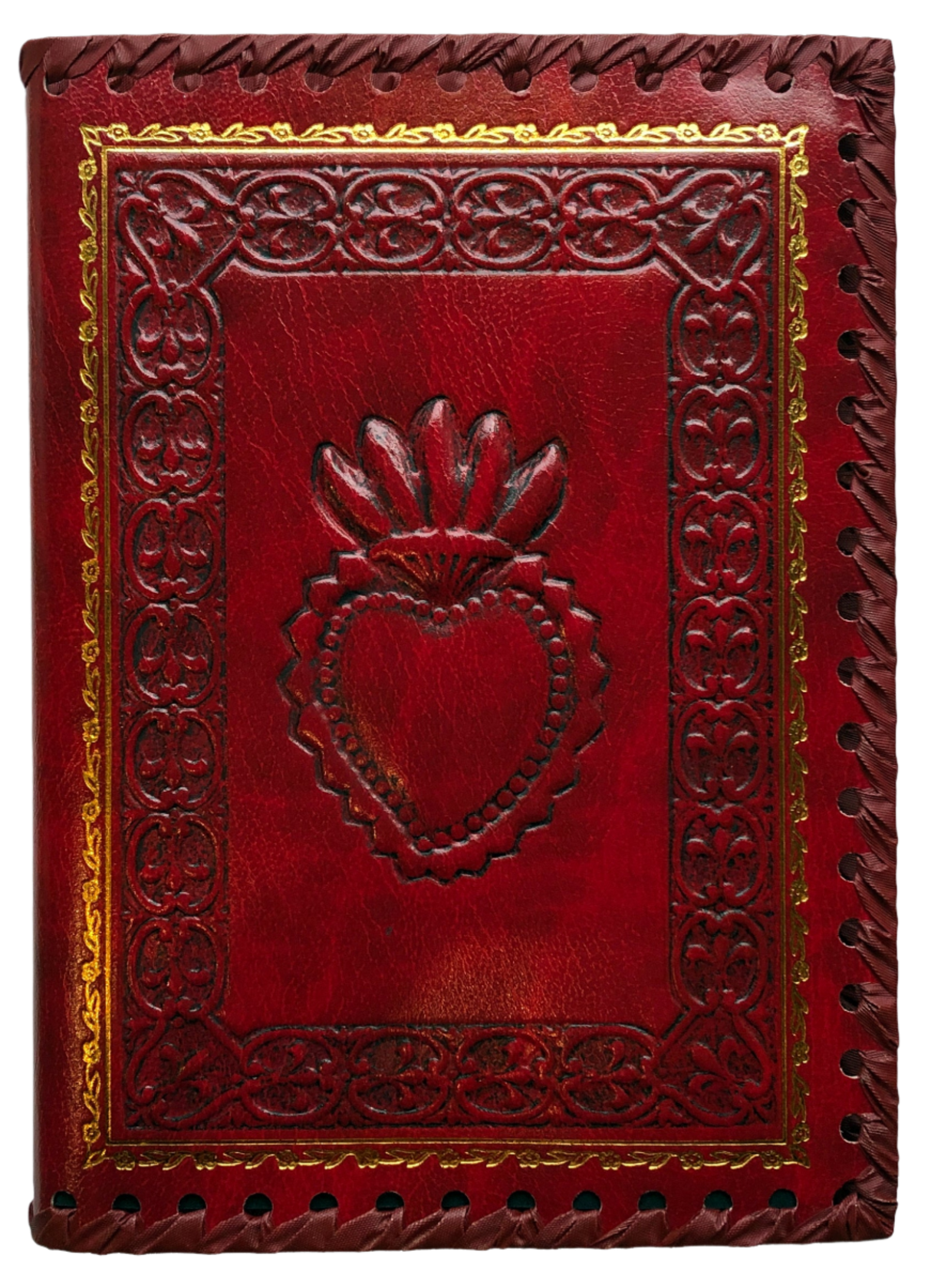 Flaming Heart Leather Journal