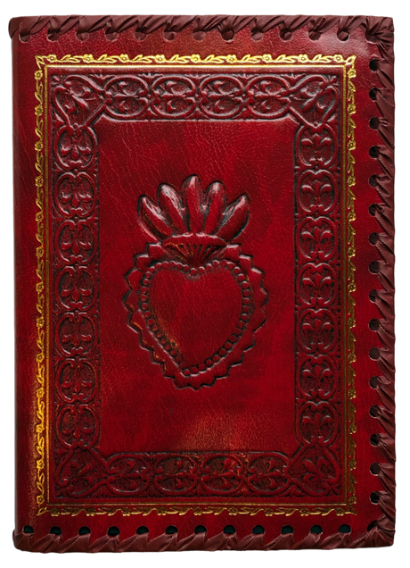 Flaming Heart Leather Journal