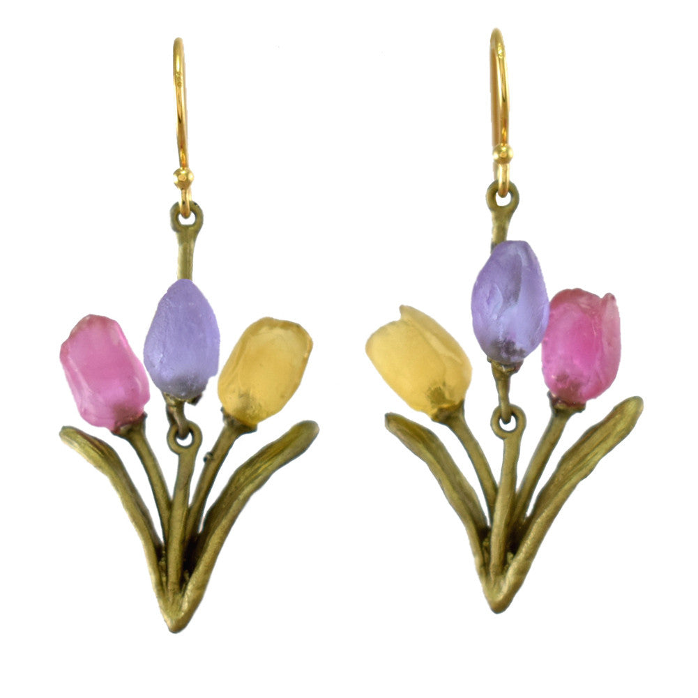 Tulips Triple Flower Drop Earrings