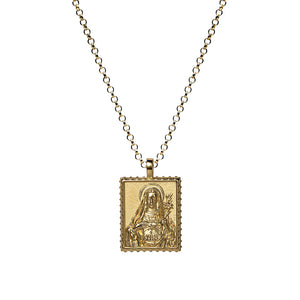 Gold Mother Mary Tablet Necklace