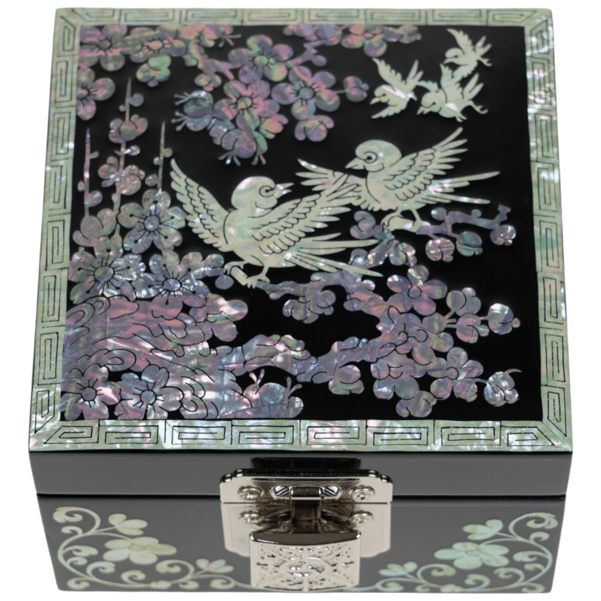 Mini Birds on a Plum Blossom Jewelry Box