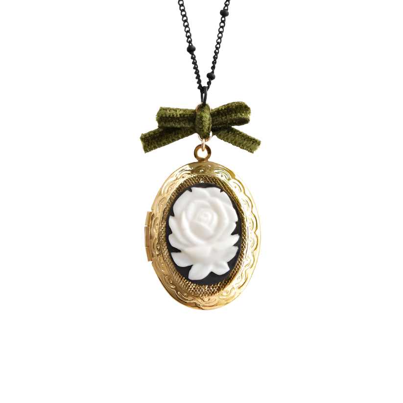 Dark Romance Rose Cameo Locket Necklace