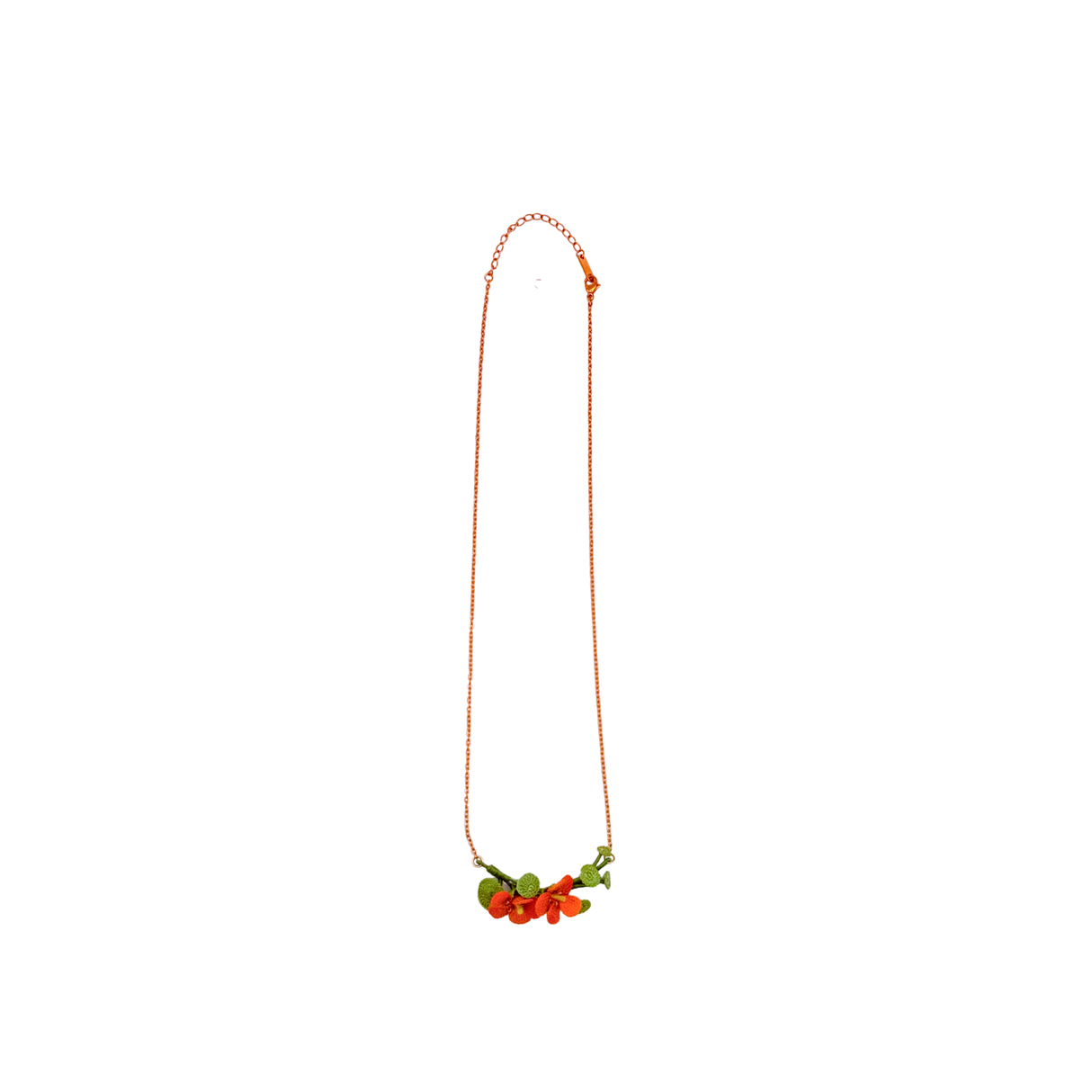 Crochet Nasturtium Bloom Cluster Necklace