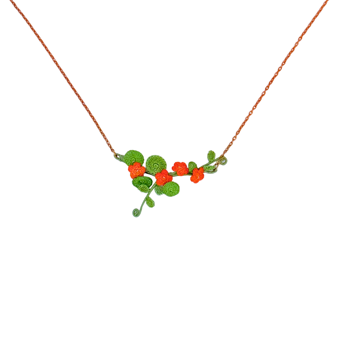 Crochet Nasturtium Trailing Vine Necklace