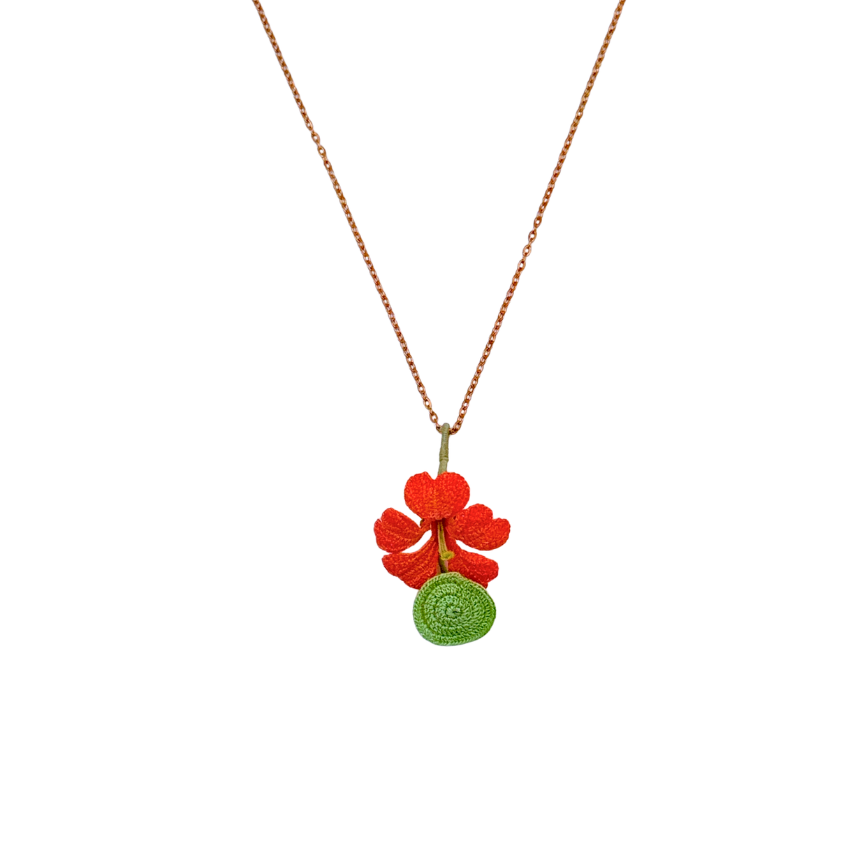 Crochet Nasturtium Single Bloom Necklace