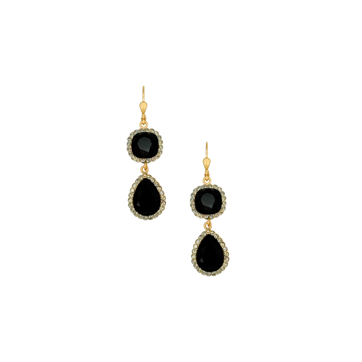 Double Onyx Crystal Earrings