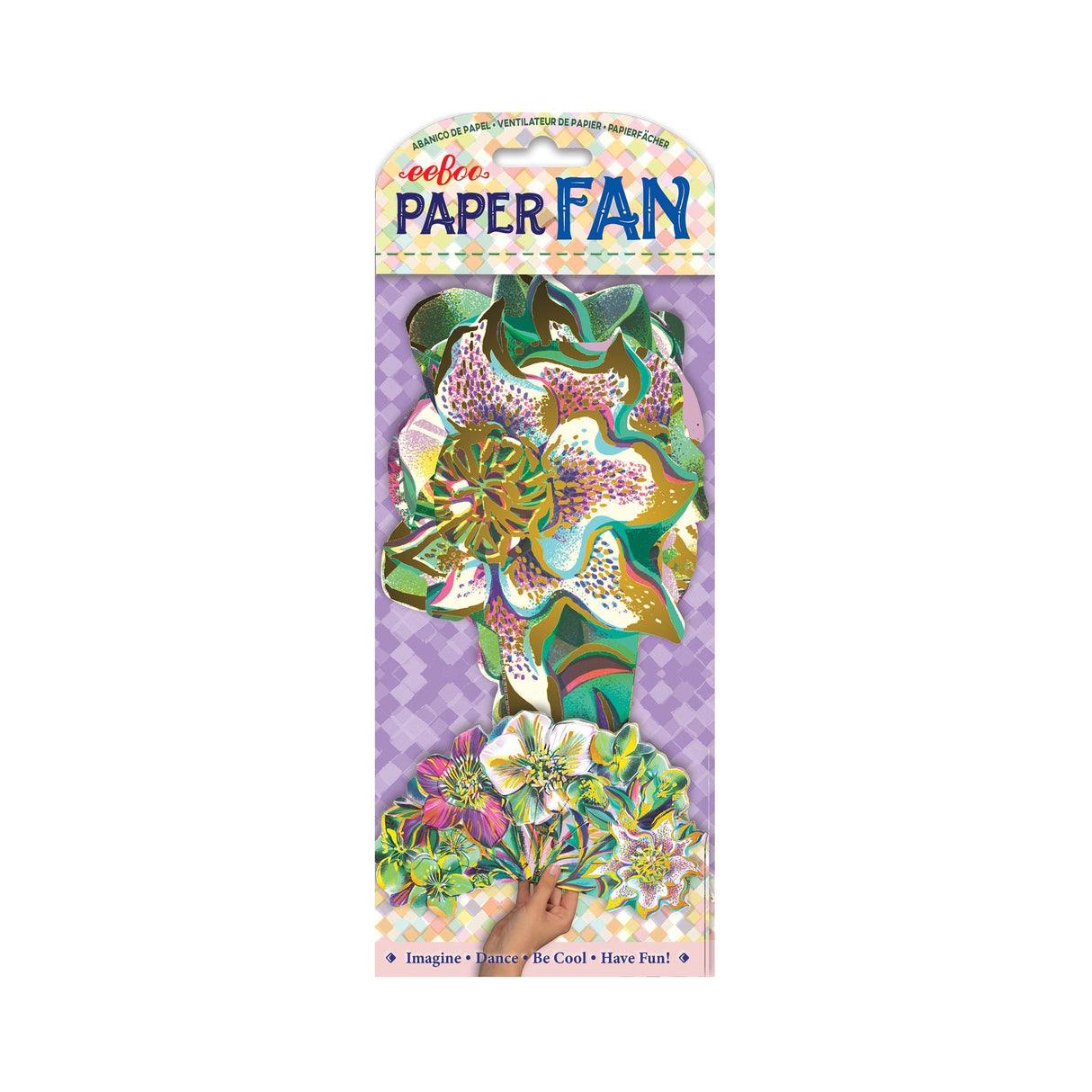 Gold Flowers Paper Fan