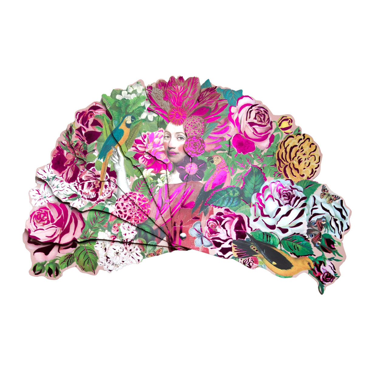 Birds & Flowers Paper Fan