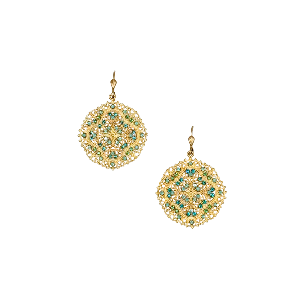 Pacific Opal Scalloped Crystal Filigree Earrings