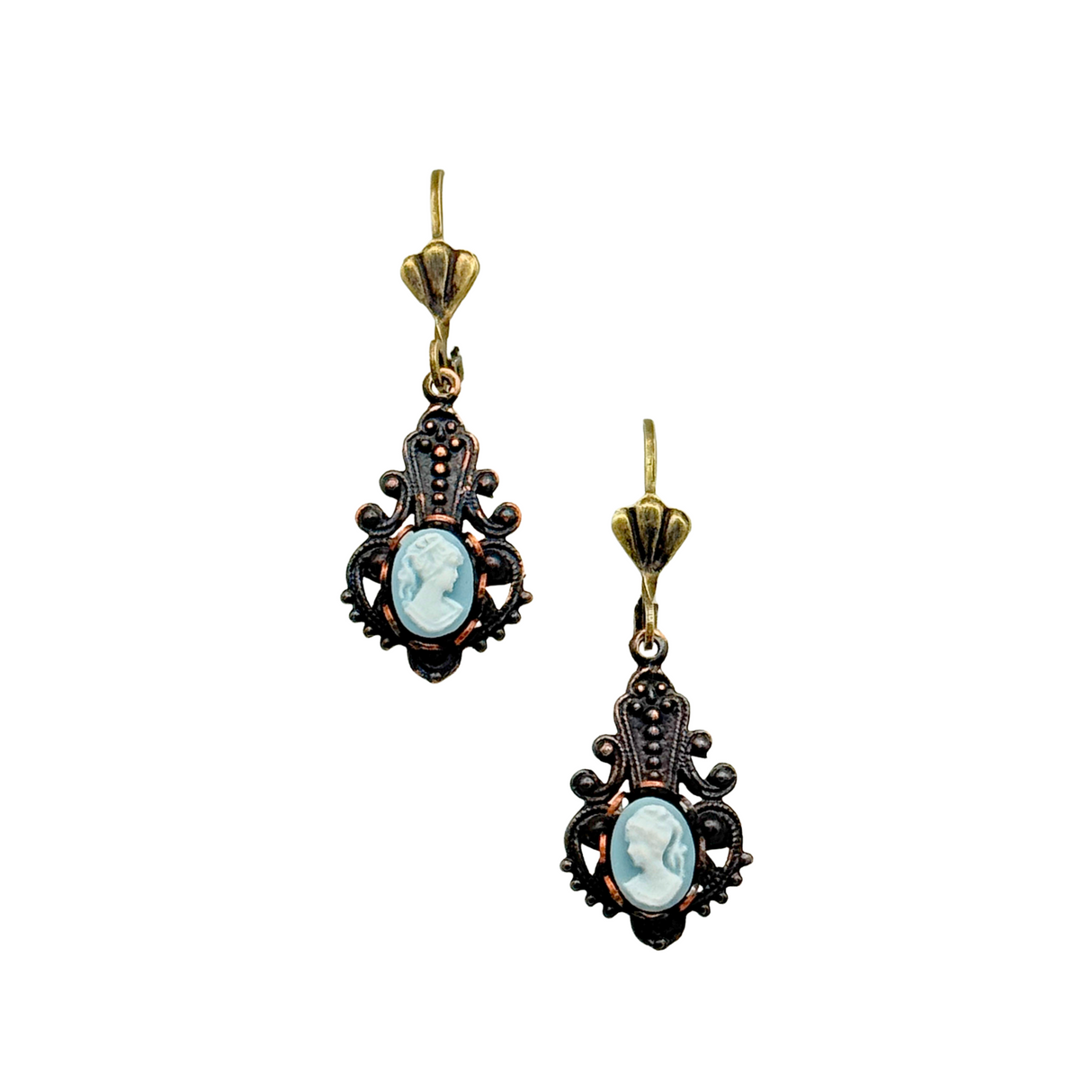 Small Blue Cameo Earrings