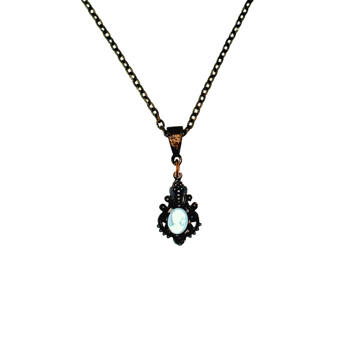 Petite Blue Cameo Pendant Necklace